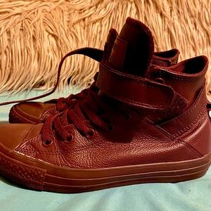 Burgundy Leather Converse All Star High Tops